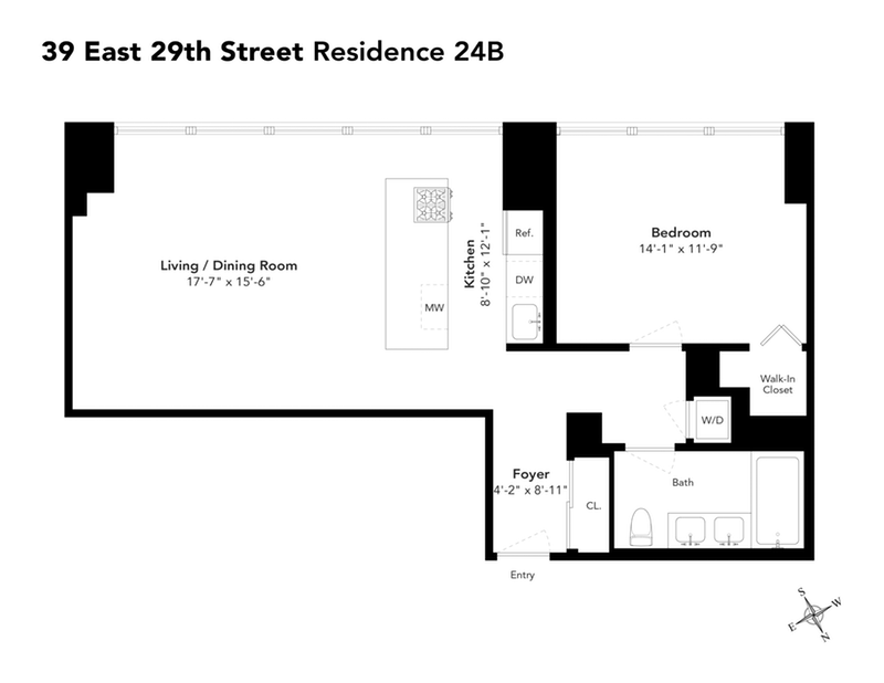39 East 29th Street 24b, Midtown East, NYC, 10016, $1,625,000, Property For Sale, Halstead Real Estate, Floorplan 39 East 29th Street 24b, Midtown East, NYC, 10016, $1,625,000, Property For Sale, Halstead Real Estate, Floorplan