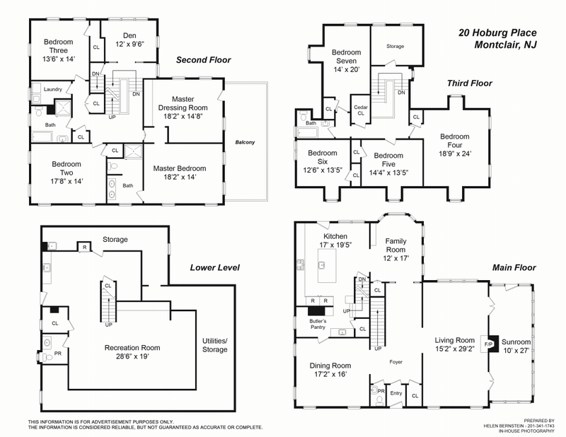 20 Hoburg Place, Montclair, New Jersey, 07042, $1,795,000, Property For Sale, Halstead Real Estate, Floorplan 20 Hoburg Place, Montclair, New Jersey, 07042, $1,795,000, Property For Sale, Halstead Real Estate, Floorplan