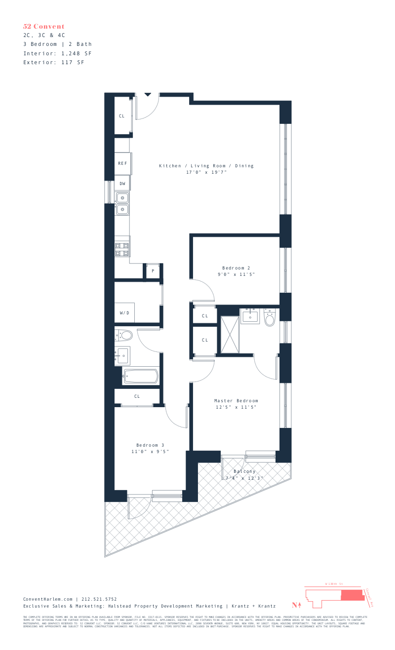52 Convent Avenue 2c, Upper Manhattan, NYC, 10027, $1,295,000, Property For Sale, Halstead Real Estate, Floorplan 52 Convent Avenue 2c, Upper Manhattan, NYC, 10027, $1,295,000, Property For Sale, Halstead Real Estate, Floorplan