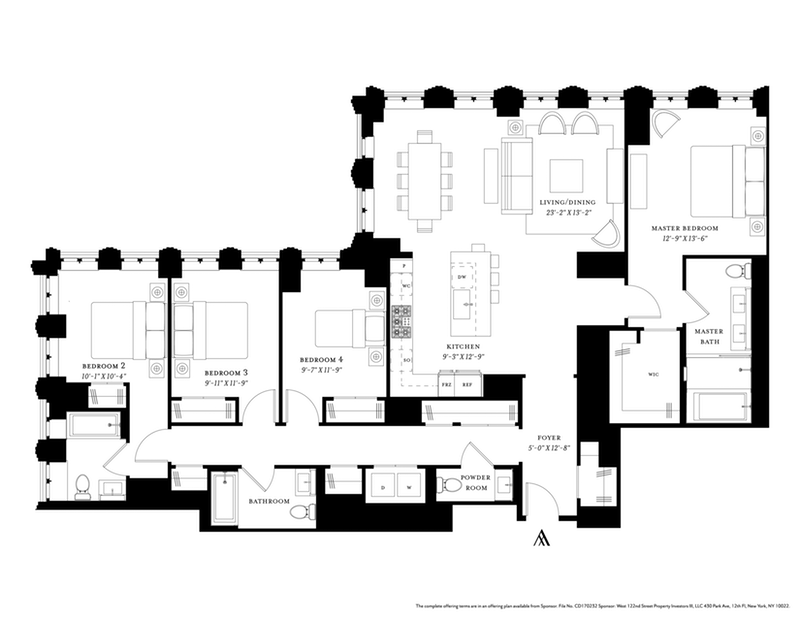 543 West 122nd Street 20a, Upper Manhattan, NYC, 10027, $3,850,000, Property For Sale, Halstead Real Estate, Floorplan 543 West 122nd Street 20a, Upper Manhattan, NYC, 10027, $3,850,000, Property For Sale, Halstead Real Estate, Floorplan
