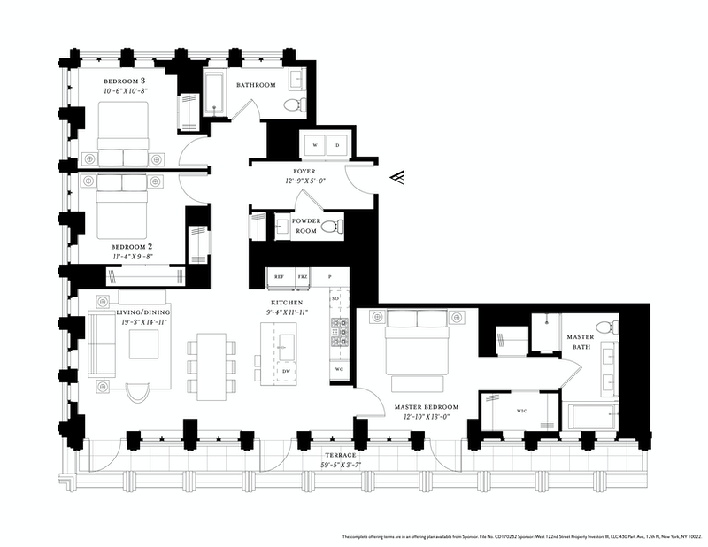 543 West 122nd Street Ph33a, Upper Manhattan, NYC, 10027, $4,050,000, Property For Sale, Halstead Real Estate, Floorplan 543 West 122nd Street Ph33a, Upper Manhattan, NYC, 10027, $4,050,000, Property For Sale, Halstead Real Estate, Floorplan
