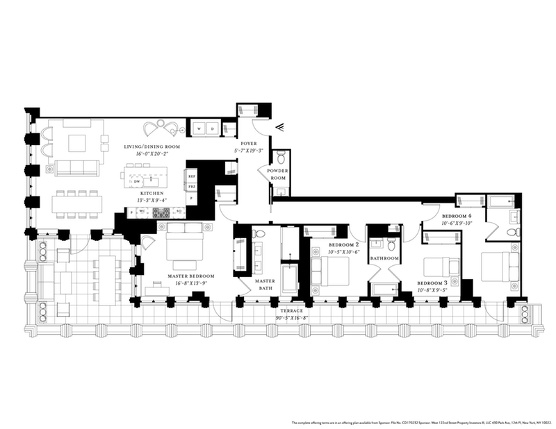543 West 122nd Street 24b, Upper Manhattan, NYC, 10027, $5,650,000, Property For Sale, Halstead Real Estate, Floorplan 543 West 122nd Street 24b, Upper Manhattan, NYC, 10027, $5,650,000, Property For Sale, Halstead Real Estate, Floorplan