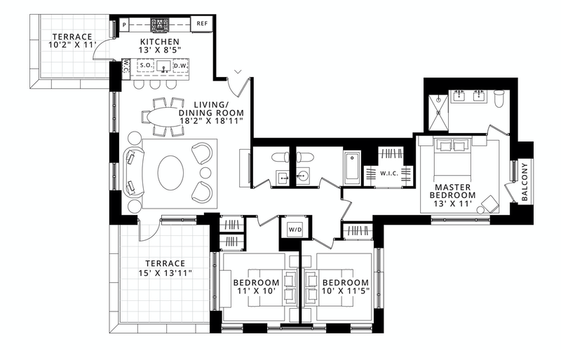 185 18th Street Ph1003, Greenwood, Brooklyn, NY, 11215, $1,995,000, Property For Sale, Halstead Real Estate, Floorplan 185 18th Street Ph1003, Greenwood, Brooklyn, NY, 11215, $1,995,000, Property For Sale, Halstead Real Estate, Floorplan