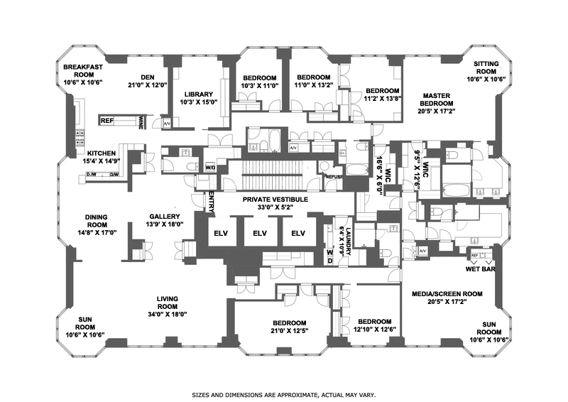 200 East 65th Street 31, Upper East Side, NYC, 10065, $13,250,000, Property For Sale, Halstead Real Estate, Floorplan 200 East 65th Street 31, Upper East Side, NYC, 10065, $13,250,000, Property For Sale, Halstead Real Estate, Floorplan