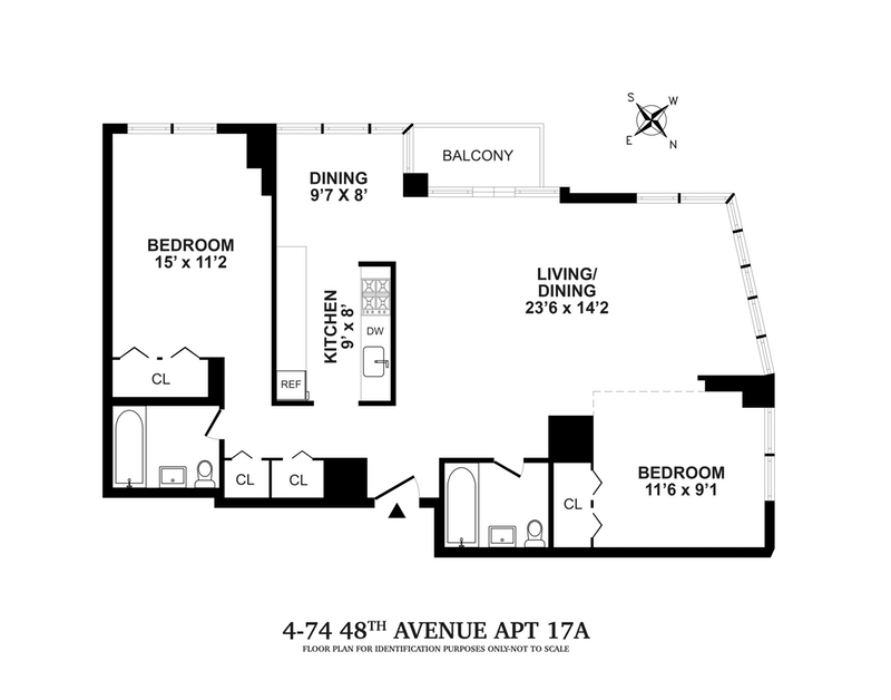 4 -74 48th Ave 17a, Long Island City, Queens, NY, 11109, $799,999, Property For Sale, Halstead Real Estate, Floorplan 4 -74 48th Ave 17a, Long Island City, Queens, NY, 11109, $799,999, Property For Sale, Halstead Real Estate, Floorplan