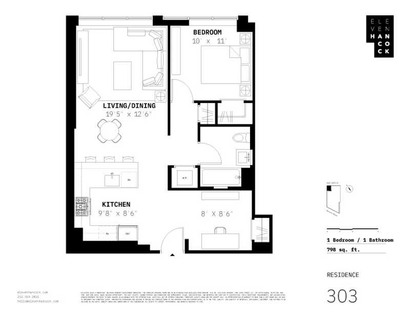 11 Hancock Place 303, Upper Manhattan, NYC, 10027, $965,000, Property For Sale, Halstead Real Estate, Floorplan 11 Hancock Place 303, Upper Manhattan, NYC, 10027, $965,000, Property For Sale, Halstead Real Estate, Floorplan