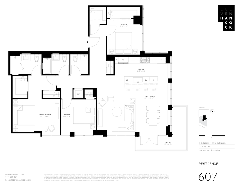 11 Hancock Place 607, Upper Manhattan, NYC, 10027, $1,975,000, Property For Sale, Halstead Real Estate, Floorplan 11 Hancock Place 607, Upper Manhattan, NYC, 10027, $1,975,000, Property For Sale, Halstead Real Estate, Floorplan