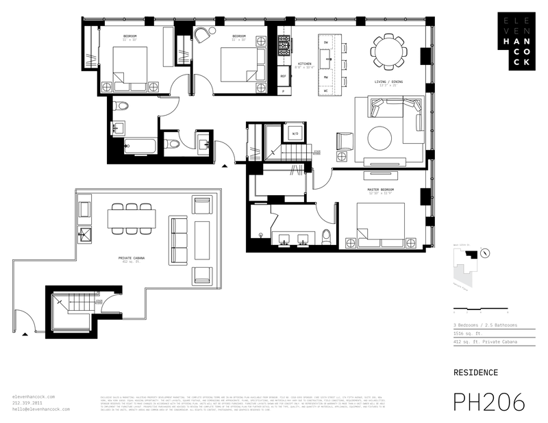 11 Hancock Place Ph206, Upper Manhattan, NYC, 10027, $2,168,500, Property For Sale, Halstead Real Estate, Floorplan 11 Hancock Place Ph206, Upper Manhattan, NYC, 10027, $2,168,500, Property For Sale, Halstead Real Estate, Floorplan