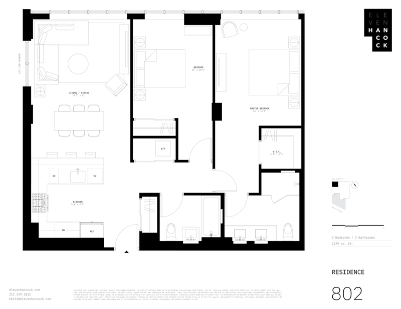 11 Hancock Place 802, Upper Manhattan, NYC, 10027, $1,498,000, Property For Sale, Halstead Real Estate, Floorplan 11 Hancock Place 802, Upper Manhattan, NYC, 10027, $1,498,000, Property For Sale, Halstead Real Estate, Floorplan