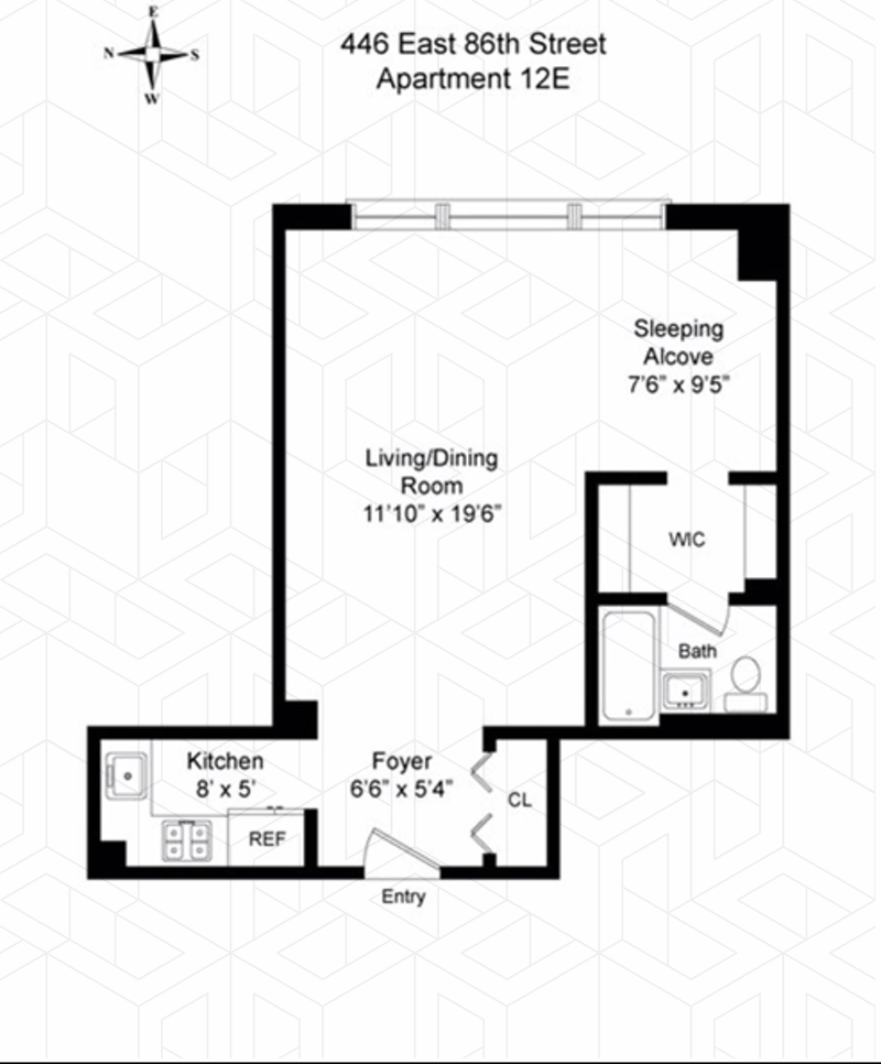 446 East 86th Street 12e, Upper East Side, NYC, 10028, $429,000, Sold Property, Halstead Real Estate, Floorplan 446 East 86th Street 12e, Upper East Side, NYC, 10028, $429,000, Sold Property, Halstead Real Estate, Floorplan