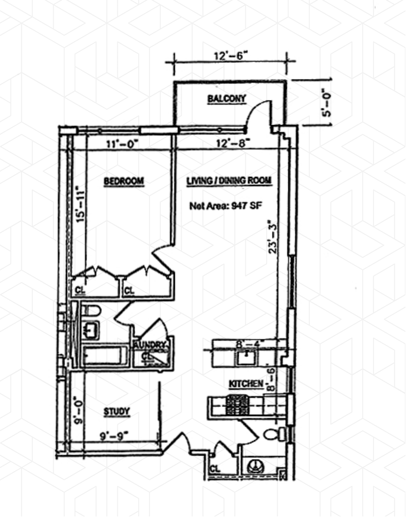 Large One Bed With Home Office & Terrace, Long Island City, Queens, NY, 11101, $1,120,000, Property For Sale, Halstead Real Estate, Floorplan Large One Bed With Home Office & Terrace, Long Island City, Queens, NY, 11101, $1,120,000, Property For Sale, Halstead Real Estate, Floorplan
