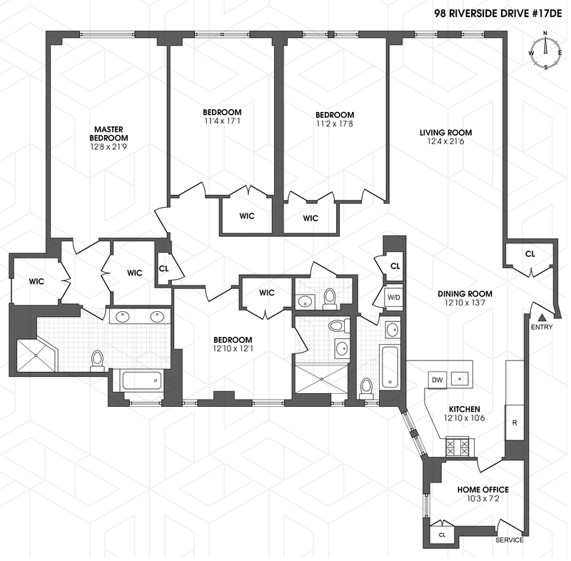 98 Riverside Drive 17de, Upper West Side, NYC, 10024, $12,270, Property For Rent, Halstead Real Estate, Floorplan 98 Riverside Drive 17de, Upper West Side, NYC, 10024, $12,270, Property For Rent, Halstead Real Estate, Floorplan