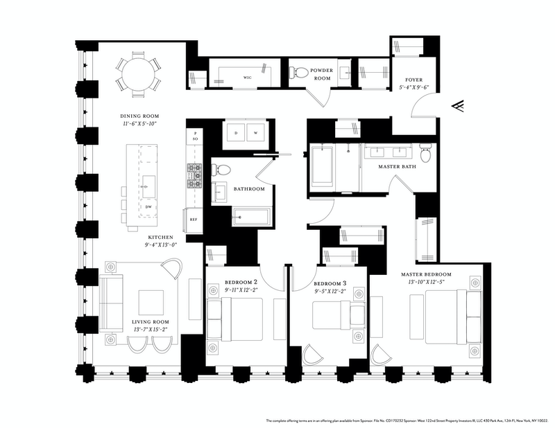 543 West 122nd Street 19g, Upper Manhattan, NYC, 10027, $3,160,000, Property For Sale, Halstead Real Estate, Floorplan 543 West 122nd Street 19g, Upper Manhattan, NYC, 10027, $3,160,000, Property For Sale, Halstead Real Estate, Floorplan