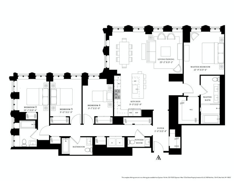 543 West 122nd Street 19a, Upper Manhattan, NYC, 10027, $3,800,000, Property For Sale, Halstead Real Estate, Floorplan 543 West 122nd Street 19a, Upper Manhattan, NYC, 10027, $3,800,000, Property For Sale, Halstead Real Estate, Floorplan