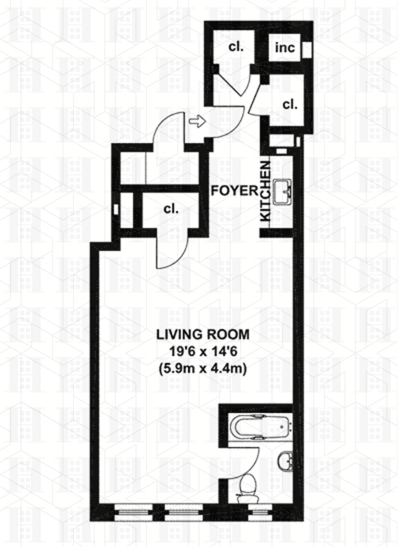 457 West 57th Street 604, Midtown West, NYC, 10019, $1,800, Property For Rent, Halstead Real Estate, Floorplan 457 West 57th Street 604, Midtown West, NYC, 10019, $1,800, Property For Rent, Halstead Real Estate, Floorplan