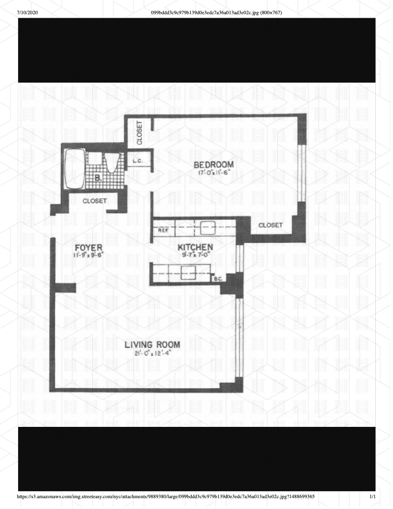 1020 Grand Concourse 20l, Concourse Village, New York, 10451, $259,000, Property For Sale, Halstead Real Estate, Floorplan 1020 Grand Concourse 20l, Concourse Village, New York, 10451, $259,000, Property For Sale, Halstead Real Estate, Floorplan