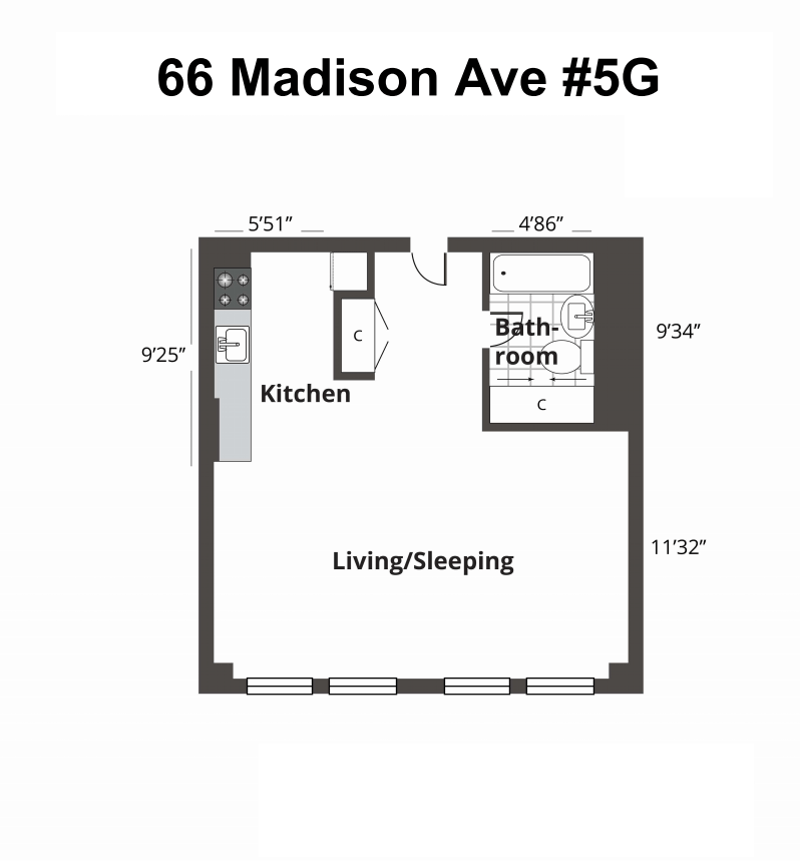 66 Madison Avenue 5g, Flatiron, NYC, 10016, $2,250, Property For Rent, Halstead Real Estate, Floorplan 66 Madison Avenue 5g, Flatiron, NYC, 10016, $2,250, Property For Rent, Halstead Real Estate, Floorplan