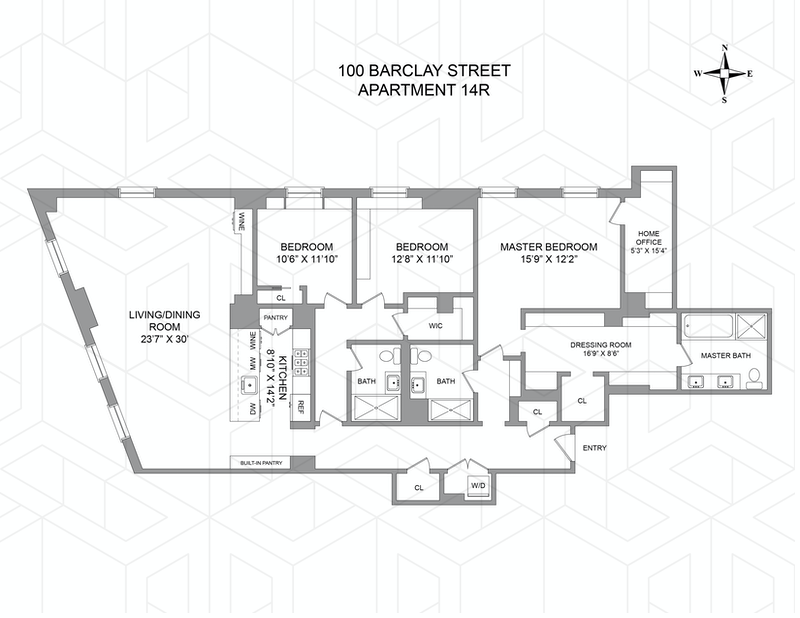 100 Barclay Street 14r, Tribeca, NYC, 10007, $4,500,000, Property For Sale, Halstead Real Estate, Floorplan 100 Barclay Street 14r, Tribeca, NYC, 10007, $4,500,000, Property For Sale, Halstead Real Estate, Floorplan
