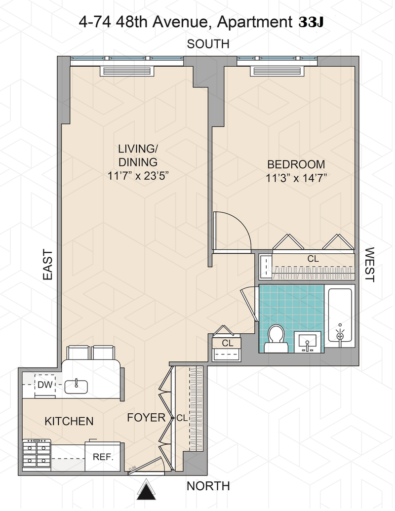 4 -74 48th Ave 33j, Long Island City, Queens, NY, 11109, $2,700, Property For Rent, Halstead Real Estate, Floorplan 4 -74 48th Ave 33j, Long Island City, Queens, NY, 11109, $2,700, Property For Rent, Halstead Real Estate, Floorplan