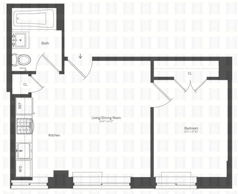 505 West 47th Street 5as, Midtown West, NYC, 10036, $2,695, Property For Rent, Halstead Real Estate, Floorplan 505 West 47th Street 5as, Midtown West, NYC, 10036, $2,695, Property For Rent, Halstead Real Estate, Floorplan