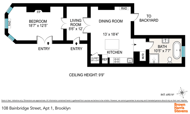 108 Bainbridge Street 1, Bedford Stuyvesant, Brooklyn, NY, 11233, $2,750, Property For Rent, Halstead Real Estate, Floorplan 108 Bainbridge Street 1, Bedford Stuyvesant, Brooklyn, NY, 11233, $2,750, Property For Rent, Halstead Real Estate, Floorplan