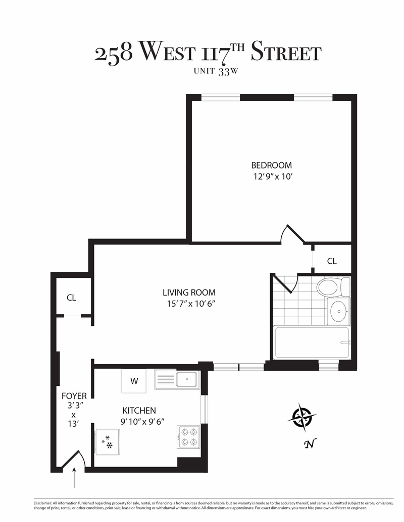 258 West 117th Street 33w, Upper Manhattan, NYC, 10026, $240,000, Property For Sale, Halstead Real Estate, Floorplan 258 West 117th Street 33w, Upper Manhattan, NYC, 10026, $240,000, Property For Sale, Halstead Real Estate, Floorplan