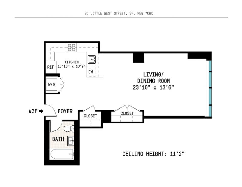 70 Little West Street 3f, Battery Park City, NYC, 10004, $3,095, Property For Rent, Halstead Real Estate, Floorplan 70 Little West Street 3f, Battery Park City, NYC, 10004, $3,095, Property For Rent, Halstead Real Estate, Floorplan