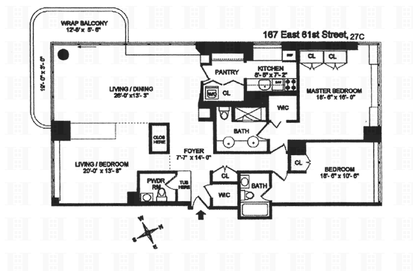 Floorplan for 167 East 61st Street, 27C