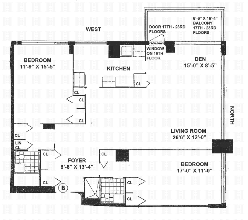 Floorplan for 15 West 72nd Street, 18B