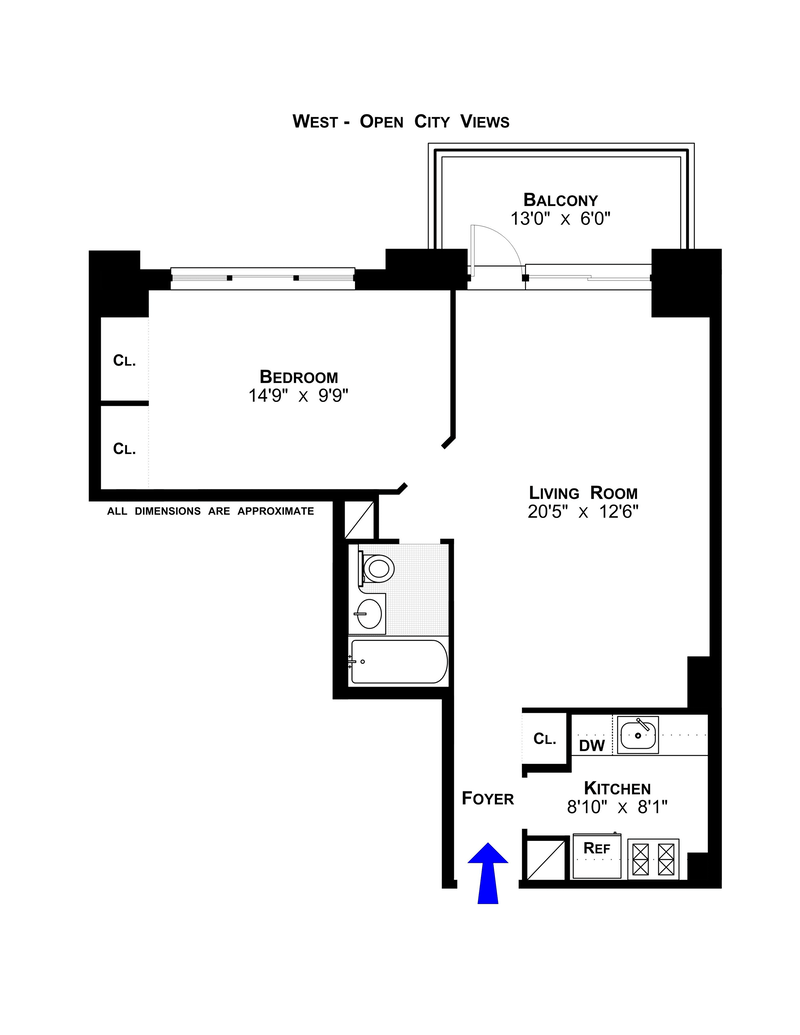 Floorplan for 201 West 70th Street, 22A