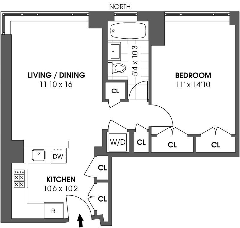 Floorplan for 635 West 42nd Street, 6B