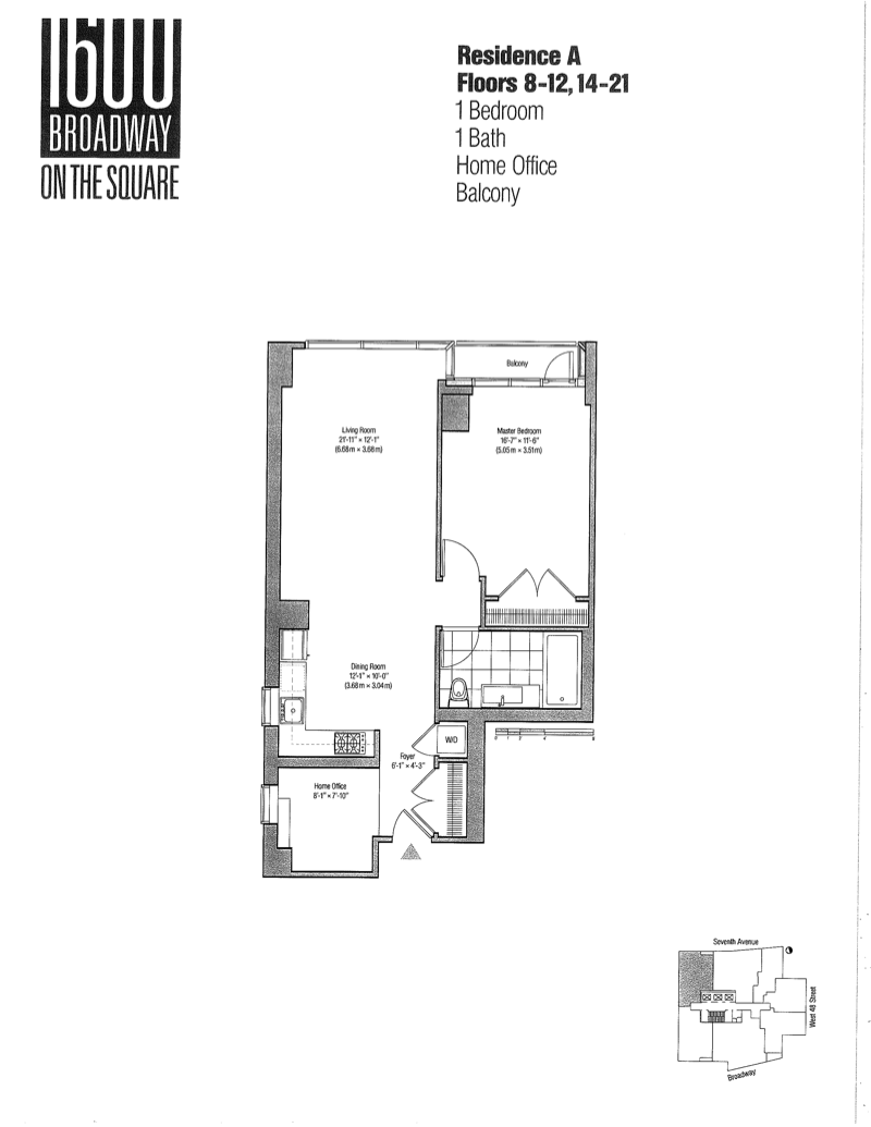 Floorplan for 1600 Broadway, 15AA