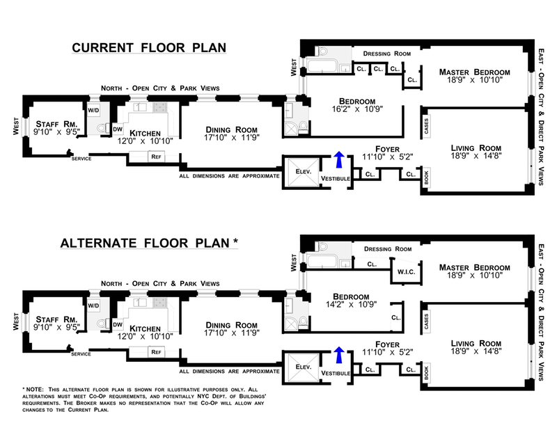 Floorplan for 415 Central Park West, 17E
