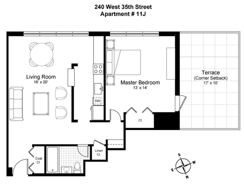 Floorplan for 240 East 35th Street, 11J
