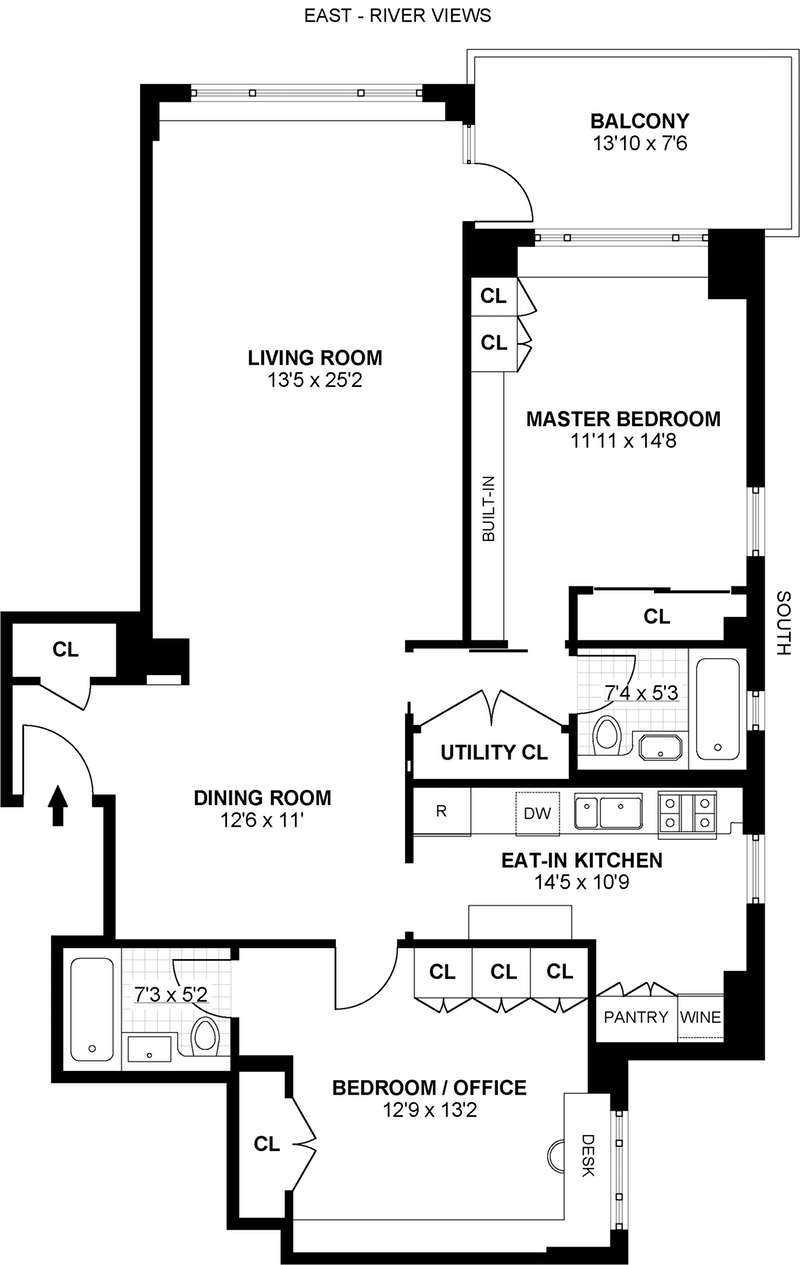 Floorplan for 60 Sutton Place South, 12DN