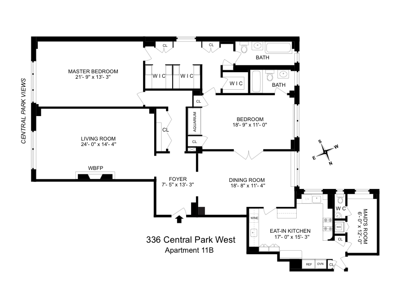 Floorplan for 336 Central Park West, 11B