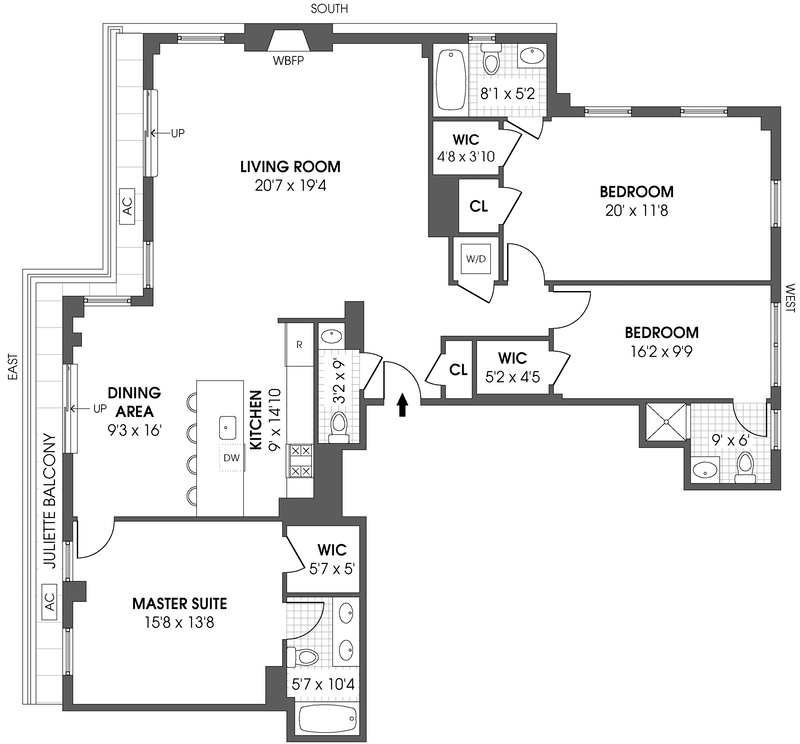 Floorplan for 56 Seventh Avenue, 20A
