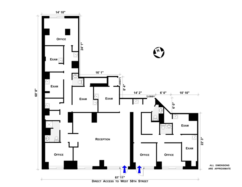 Floorplan for 350 West 58th Street, 1A