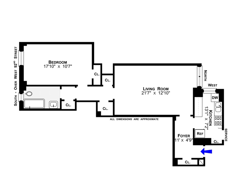 Floorplan for 215 West 92nd Street, 12J