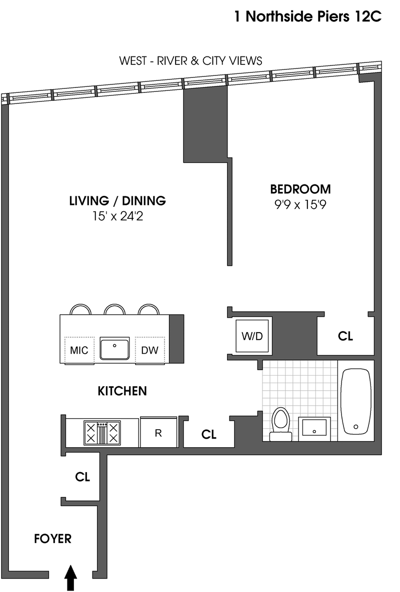 Floorplan for 1 Northside Piers, 12C