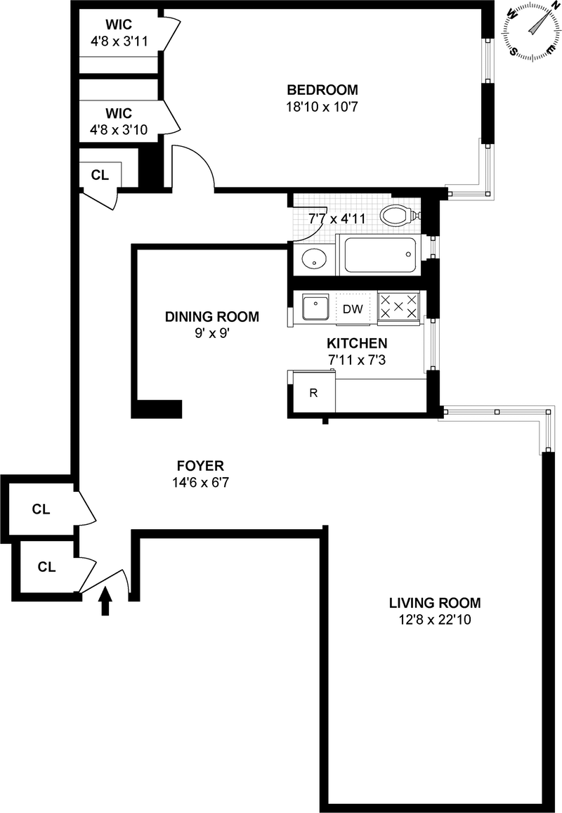 Floorplan for Art-Deco  Hudson Heights Gem