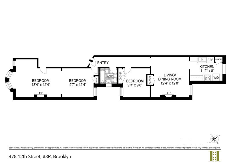 Floorplan for 478 12th Street, 3R