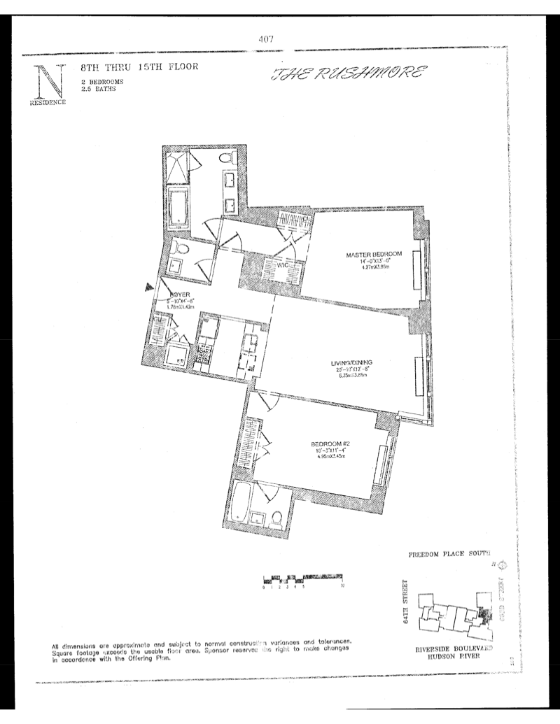 Floorplan for 80 Riverside Boulevard, 15N