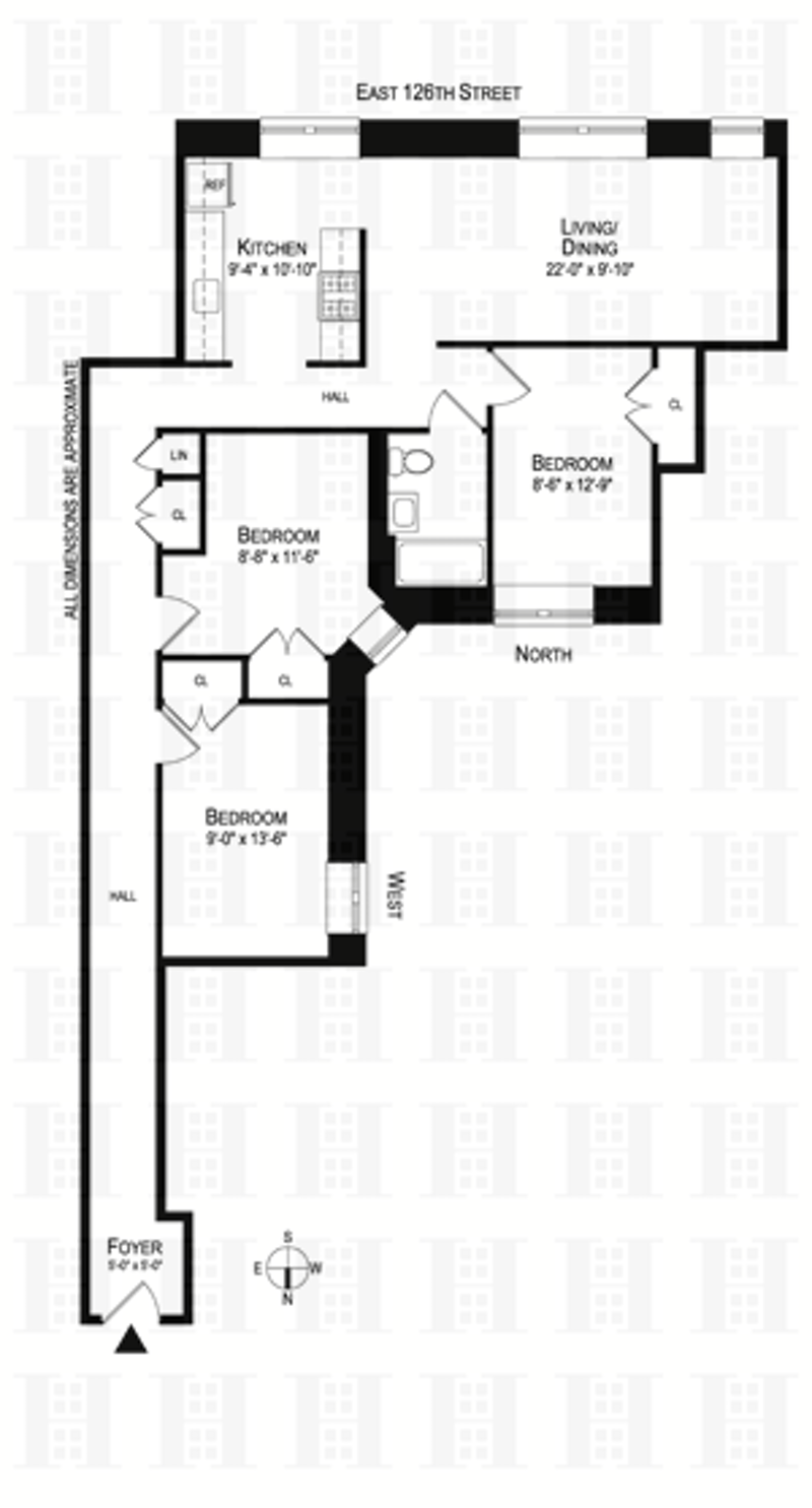 Floorplan for 2041 Fifth Avenue, 6D