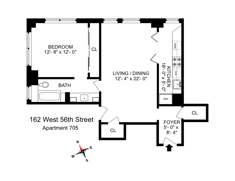 Floorplan for 162 West 56th Street, 705