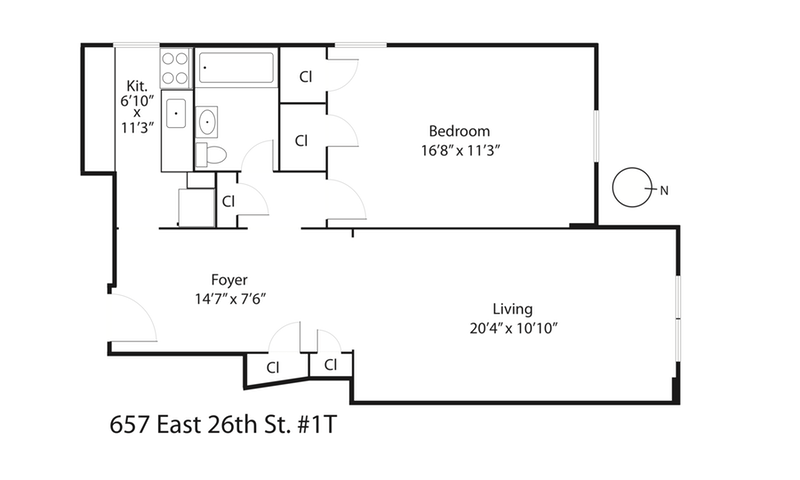 Floorplan for 657 East 26th Street, 1T