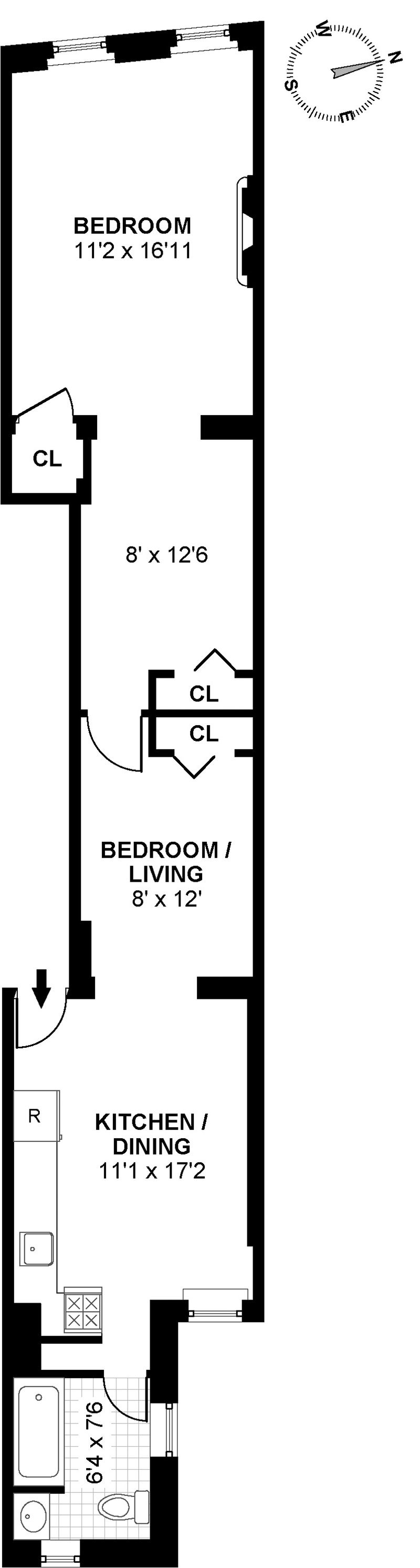 Floorplan for Spacious One Bedroom