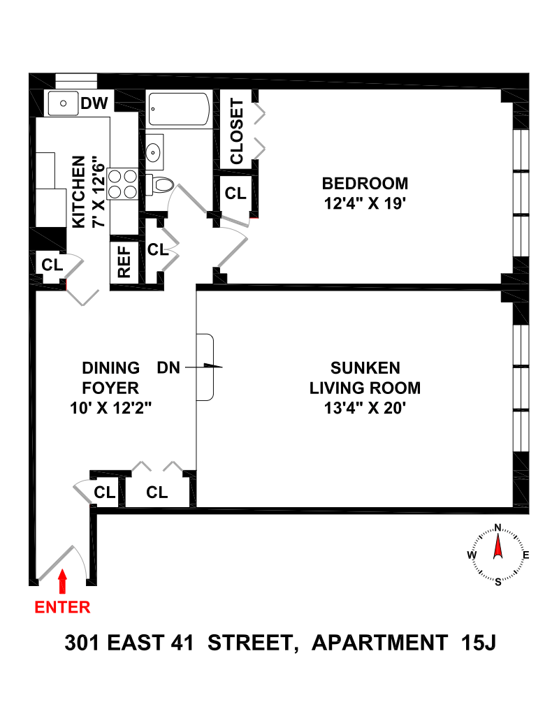 Floorplan for 301 East 48th Street, 15J