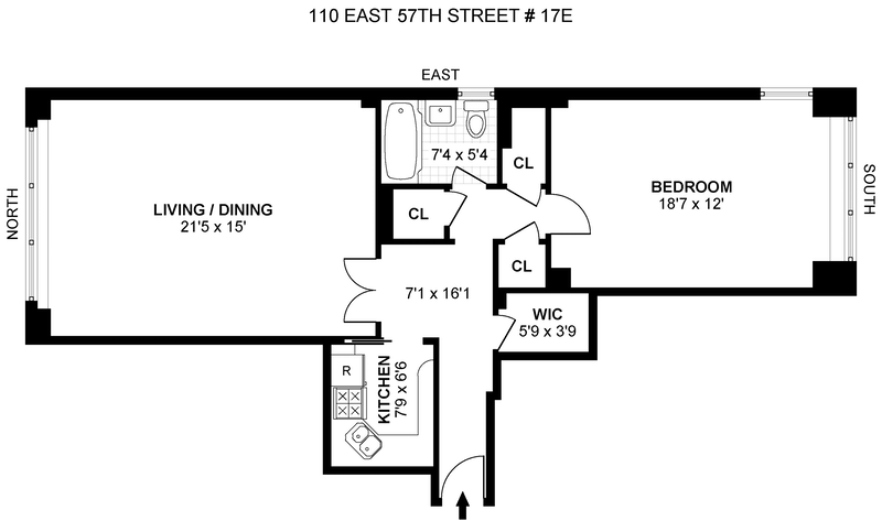 Floorplan for 110 East 57th Street, 17E