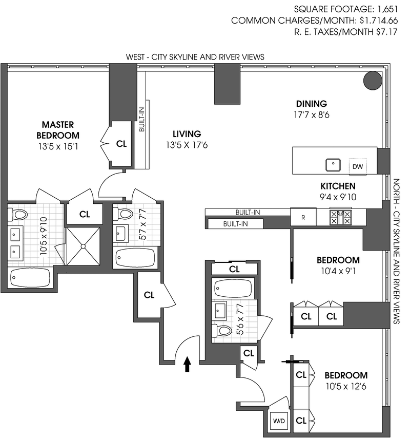 Floorplan for 1 Northside Piers, 10AB